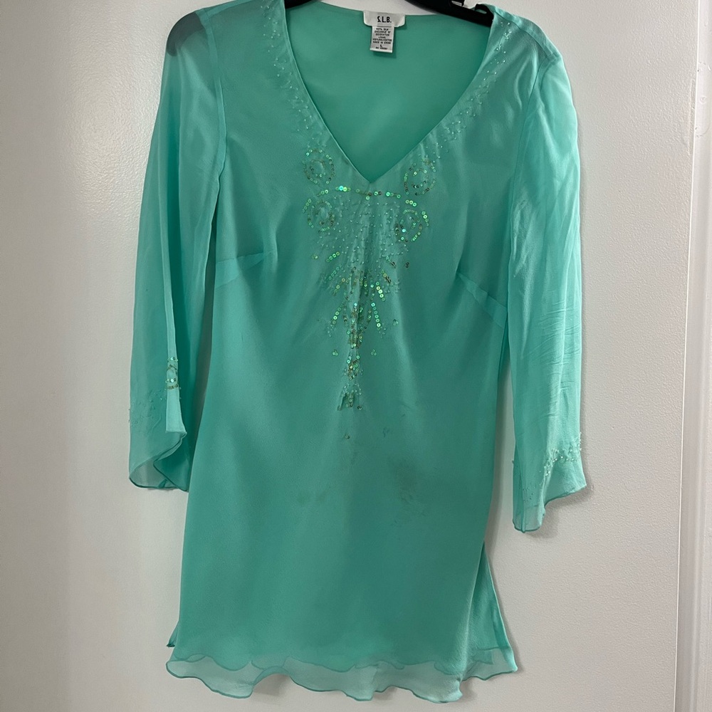 Women's Mint Green Silk Top